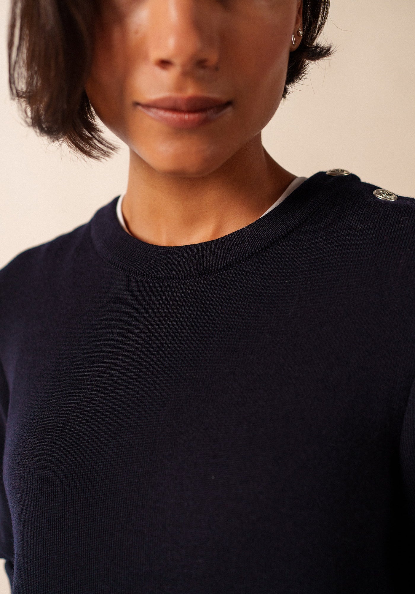 Robe pull longue Marée - unie, en laine (NAVY)