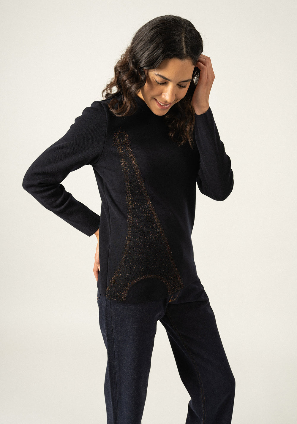 Pull Brégançon x La tour Eiffel (NAVY/BRONZE)