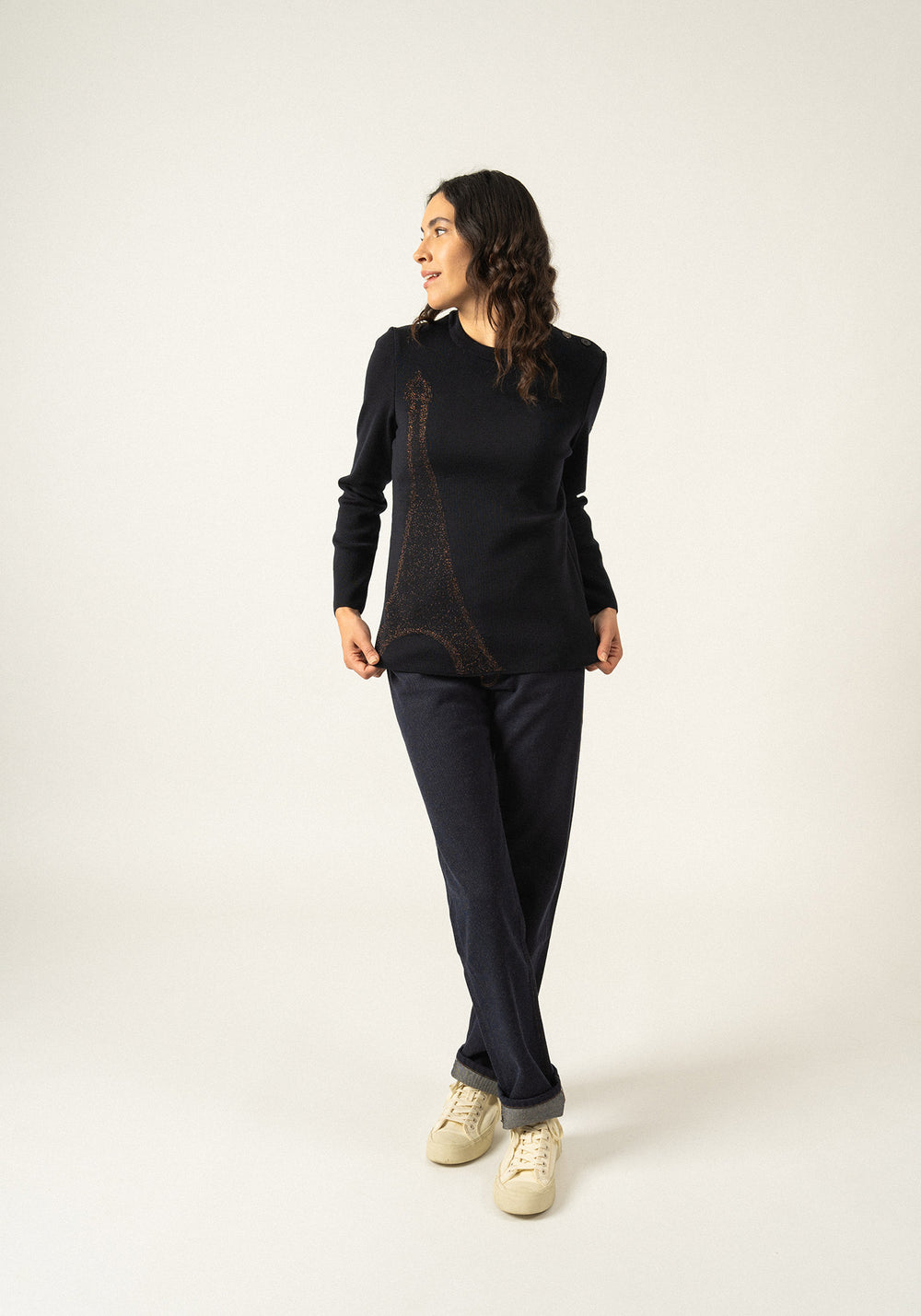 Pull Brégançon x La tour Eiffel (NAVY/BRONZE)