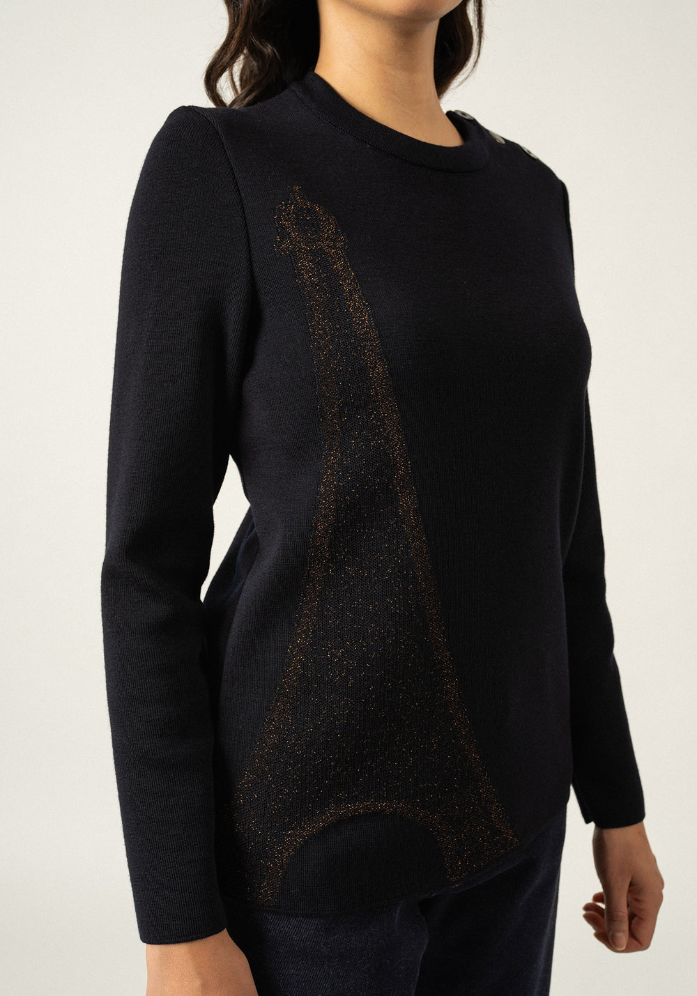 Pull Brégançon x La tour Eiffel (NAVY/BRONZE)