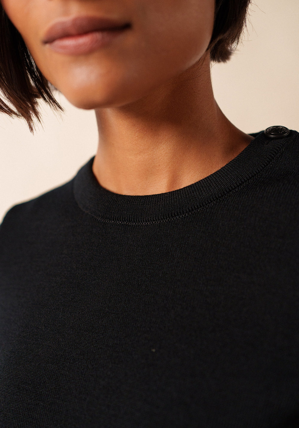 Pull marin uni Brégançon - en laine (NOIR)