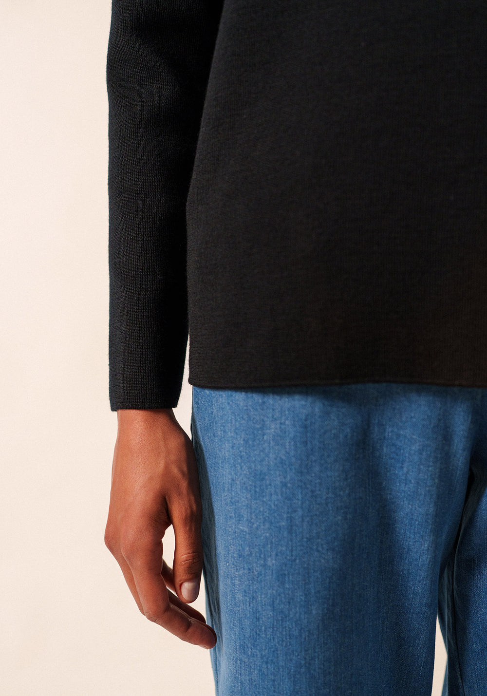 Pull marin uni Brégançon - en laine (NOIR)