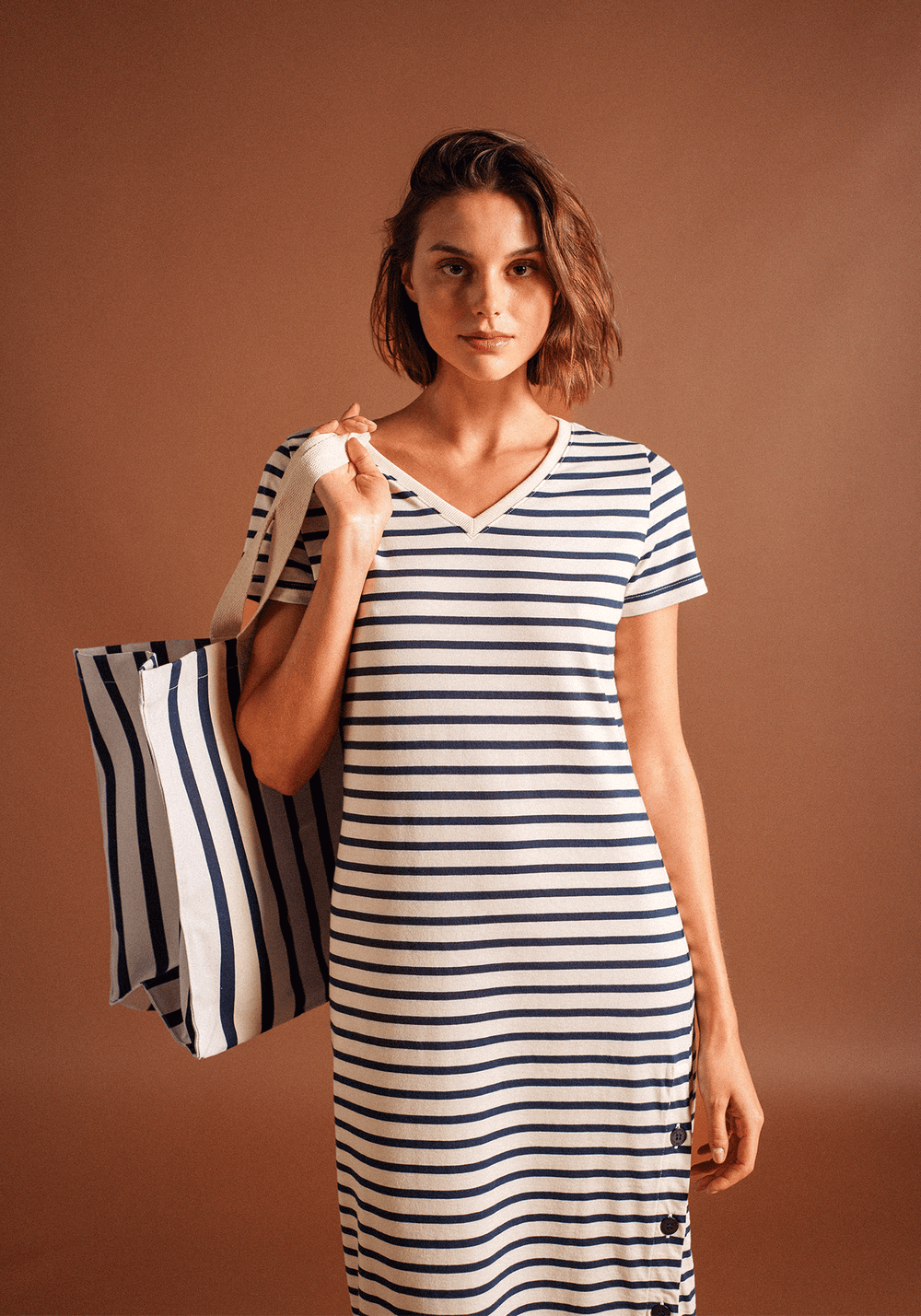 Grand sac cabas (ECRU/MARINE)