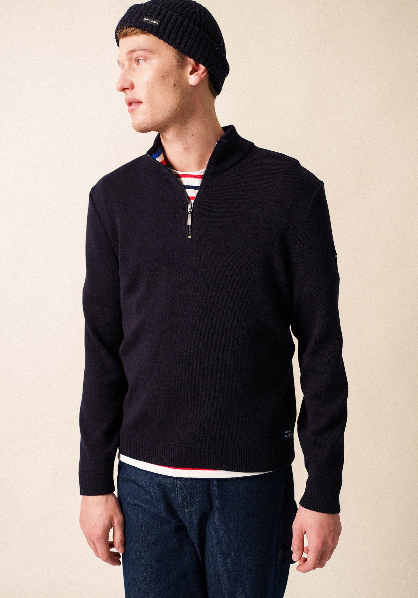 Pull à coudières x l'Elysée (NAVY/MULTICO)