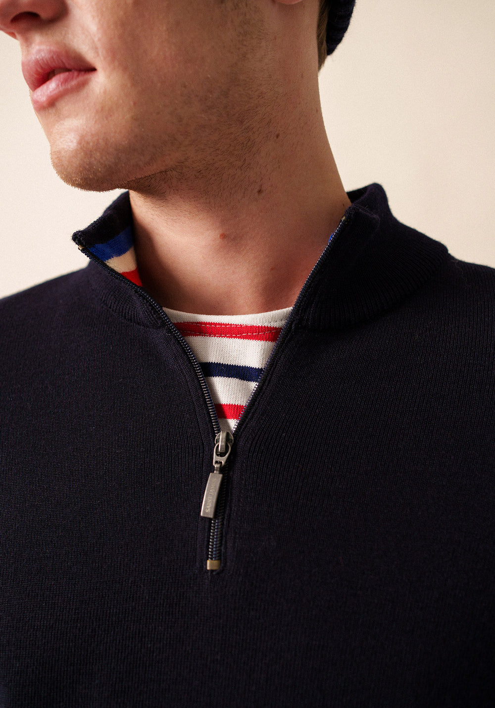 Pull à coudières x l'Elysée (NAVY/MULTICO)