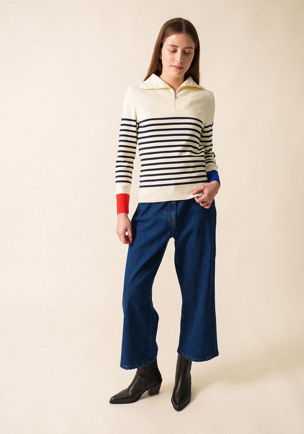 Pull Passerelle tricolore x l'Elysée (BLANC/MULTICO)