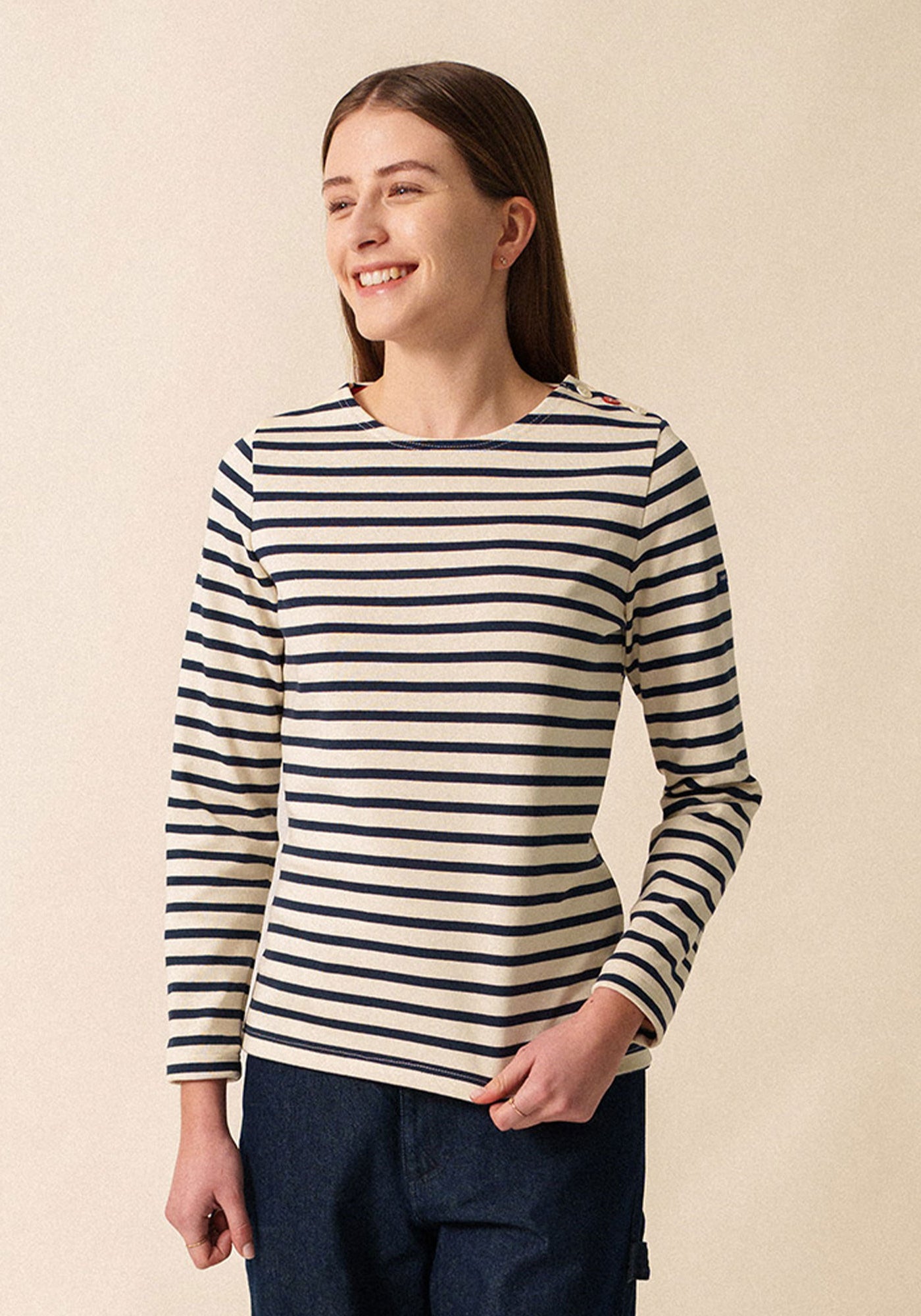 Marinière Méridame Cœur (ECRU/MARINE/TULIPE)