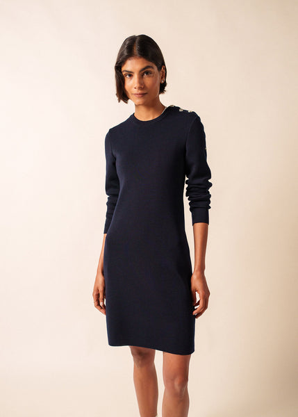 Robe-pull Bleu Marine Taille 8 - Occasion Très Bon état, Sans Marque, Style Décontracté