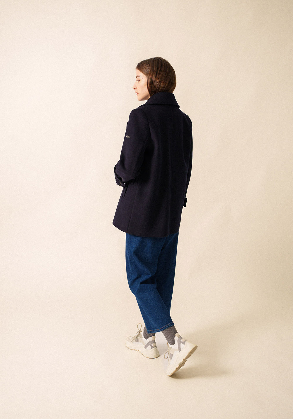 Caban Ste Romy - en drap de laine (NAVY)