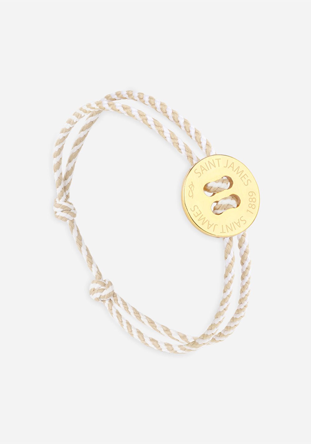 Bracelet Bouton x Le Vent à la Française (OR/RAYE BLANC/BEIGE)