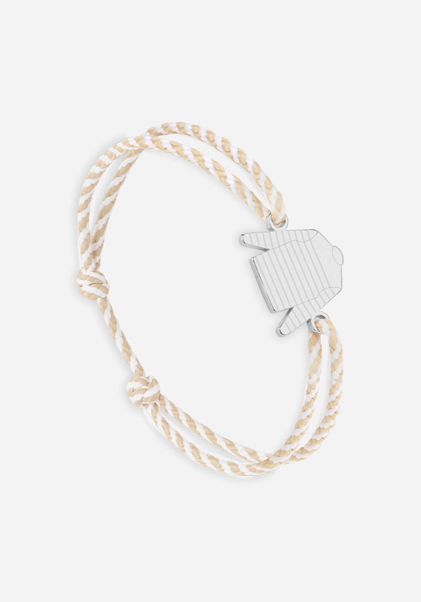 Bracelet Marinière x Le Vent à la Française (ARGENT/RAYE BLANC/BEIGE)