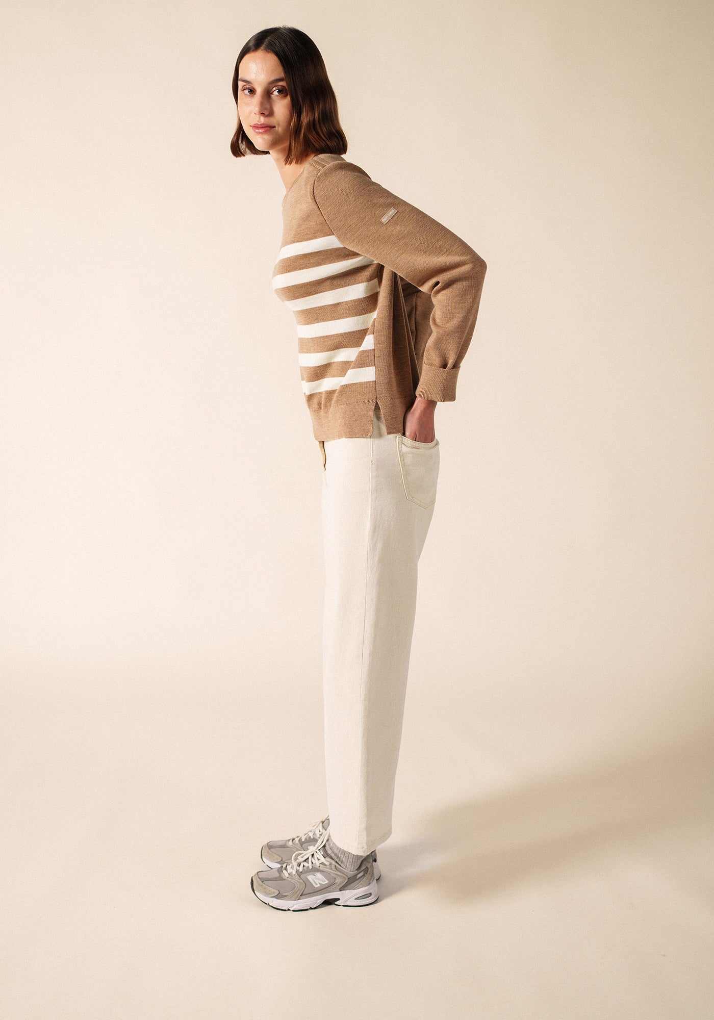 Pull Marseillan (BEIGE FONCE/BLANC)