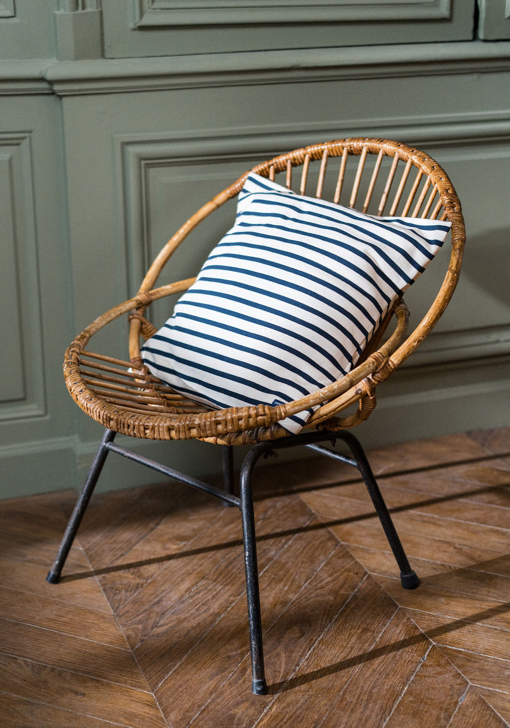 Housse de coussin (ECRU/MARINE)
