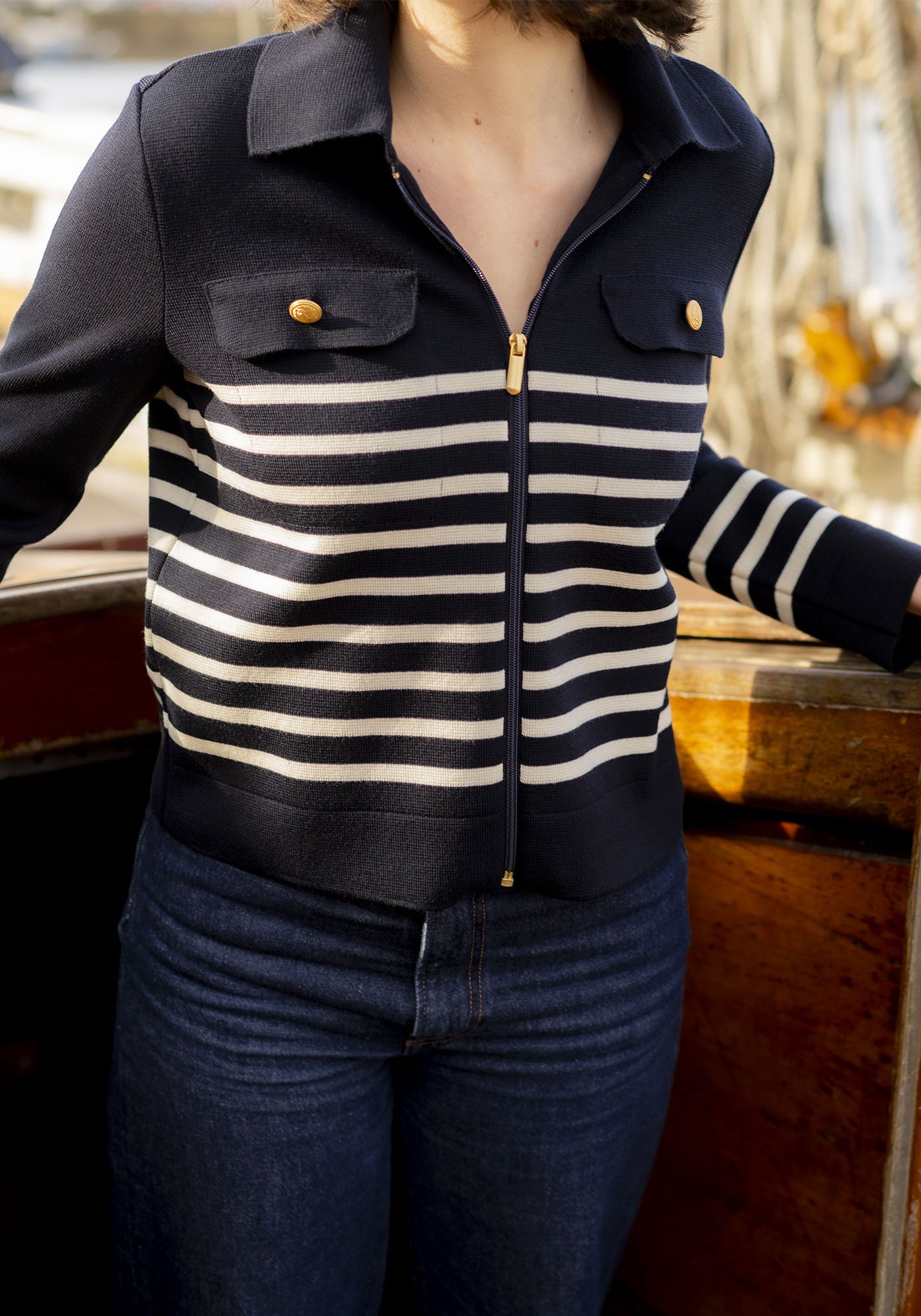 Veste Richelieu rayée x Marine nationale (NAVY/ECUME)