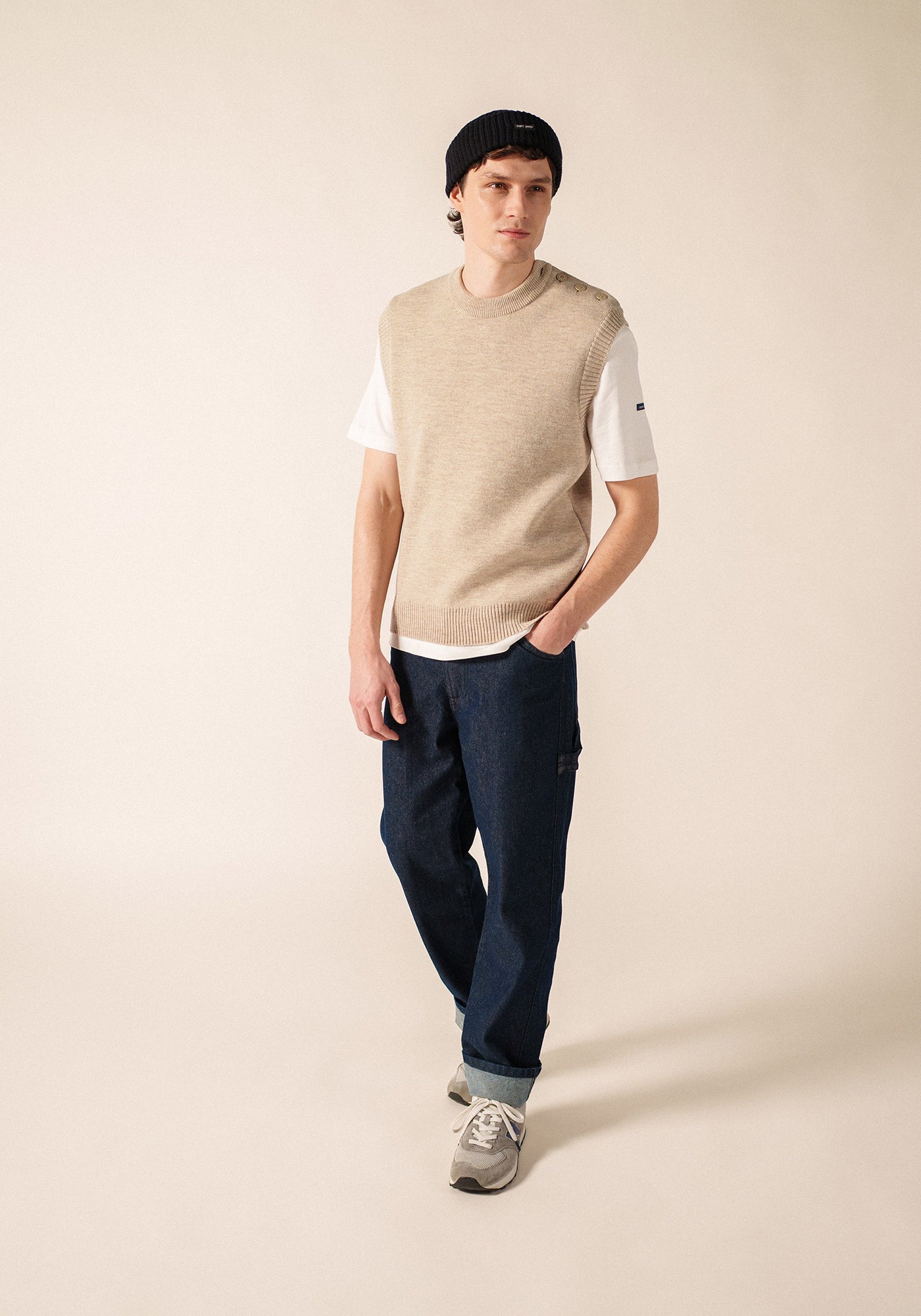 Pull Cancale sans manches (BEIGE)