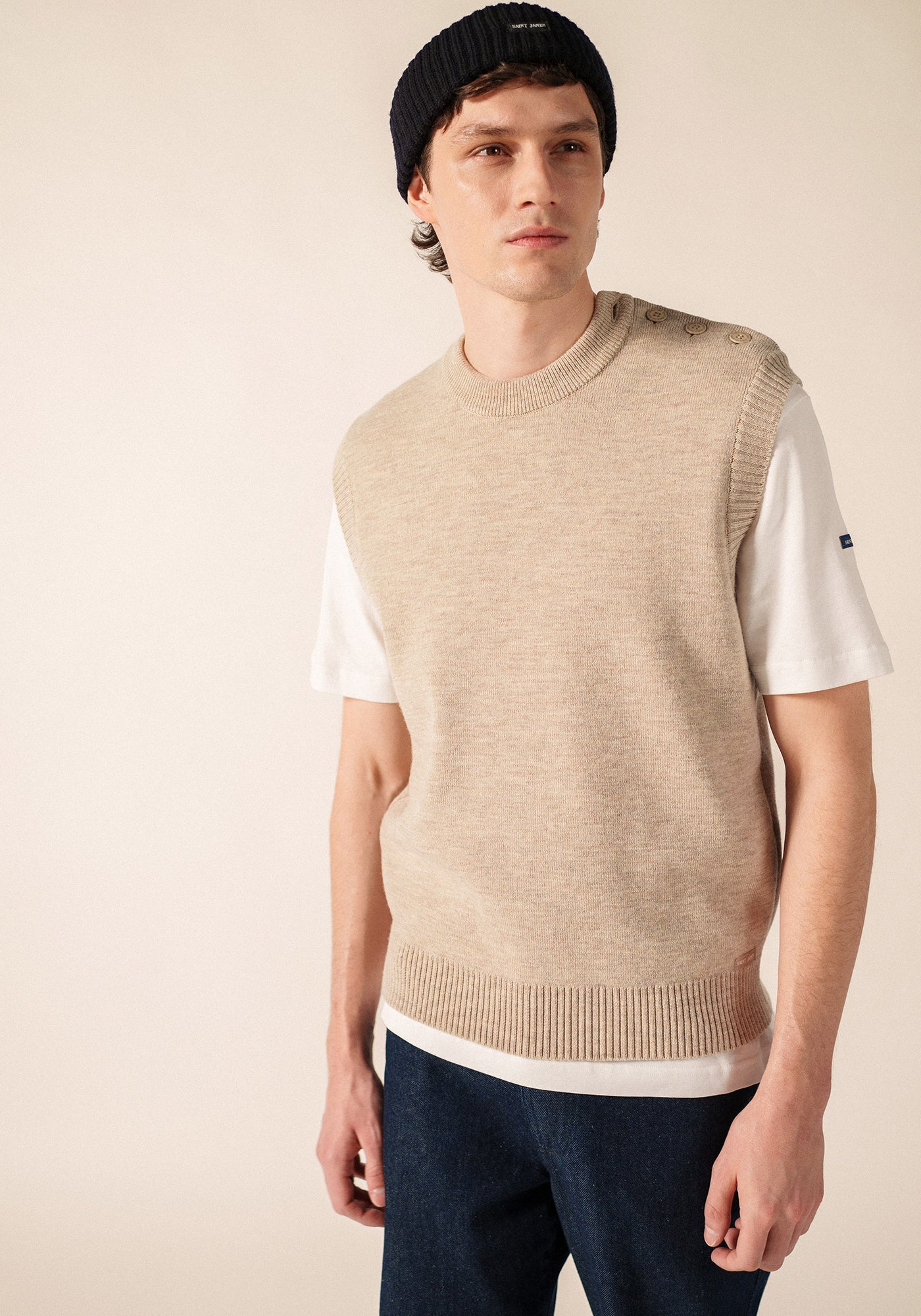 Pull Cancale sans manches (BEIGE)