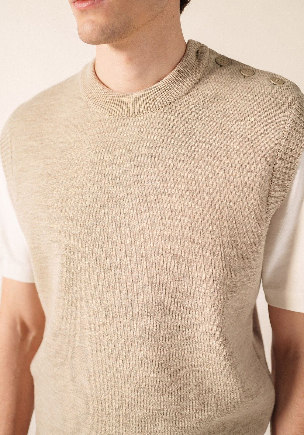 Pull Cancale sans manches (BEIGE)