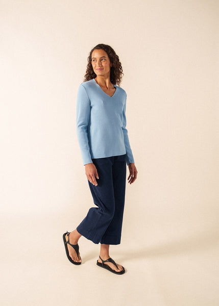 Pull Femme Saint James Brehat En Laine Fine - Col V Couleur Navy, Taille 40, Neuf Avec étiquettes