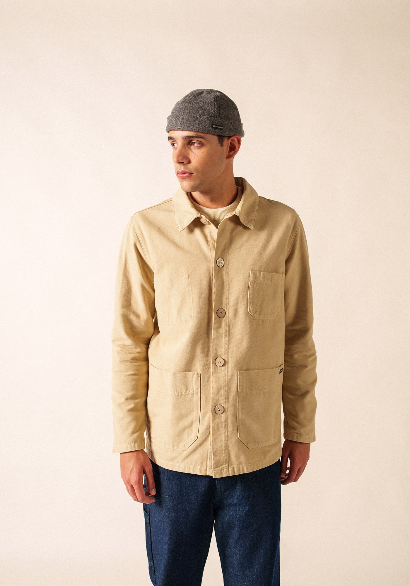 Bonnet court miki - en drap de laine (GRIS)