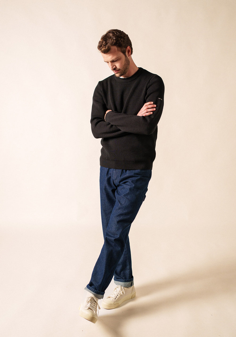 Pull marin Locronan - en laine (NOIR)