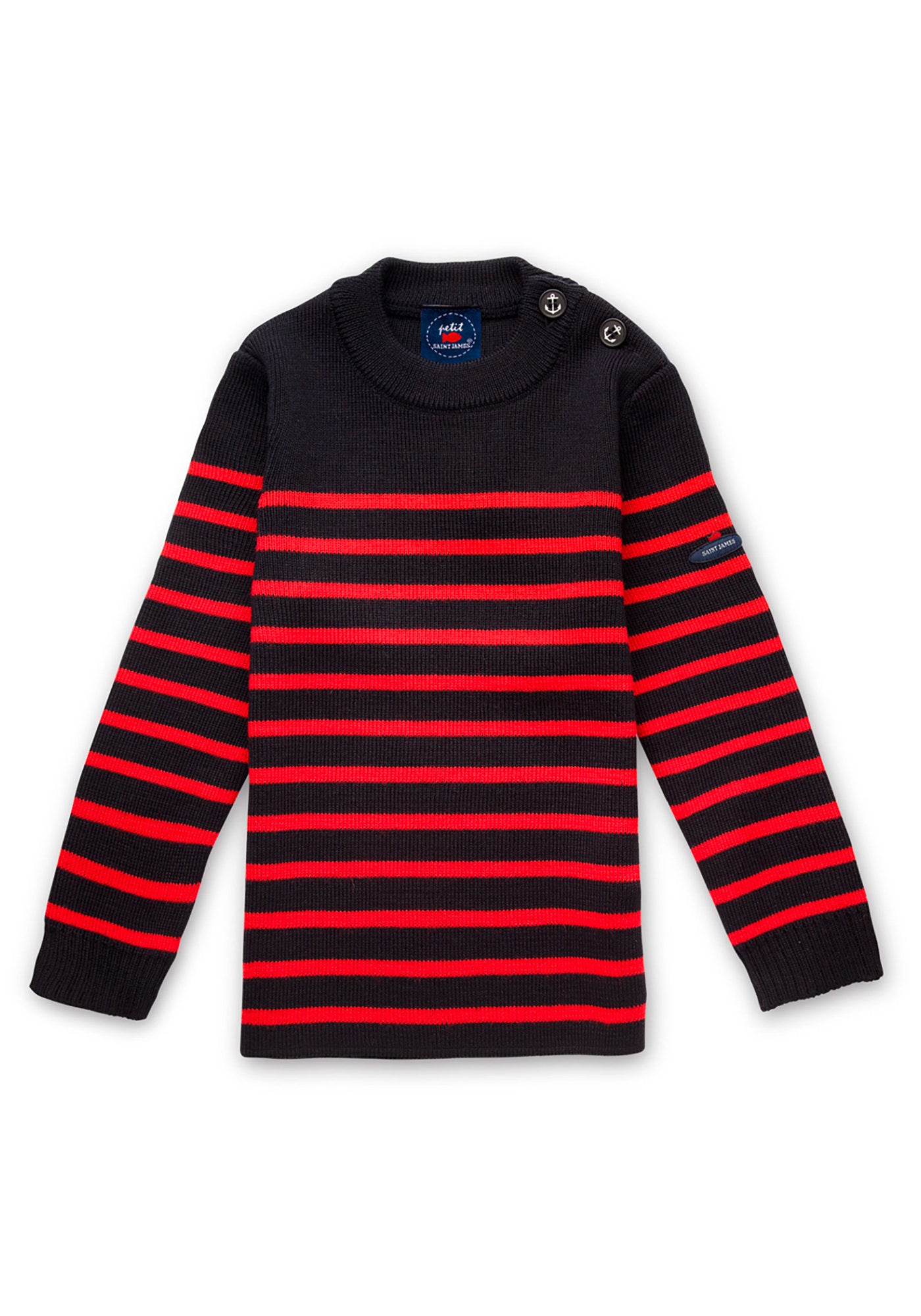 Pull marin rayé enfant Moussaillon - en laine mélangée (NAVY/ROUGE)