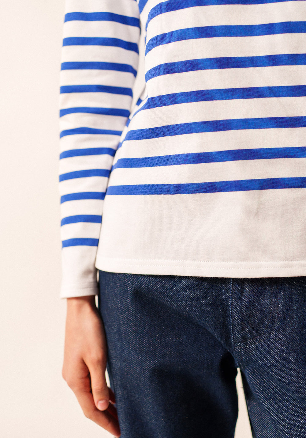 Marinière authentique Naval - coupe ajustée, en coton peigné (NEIGE/GITANE)