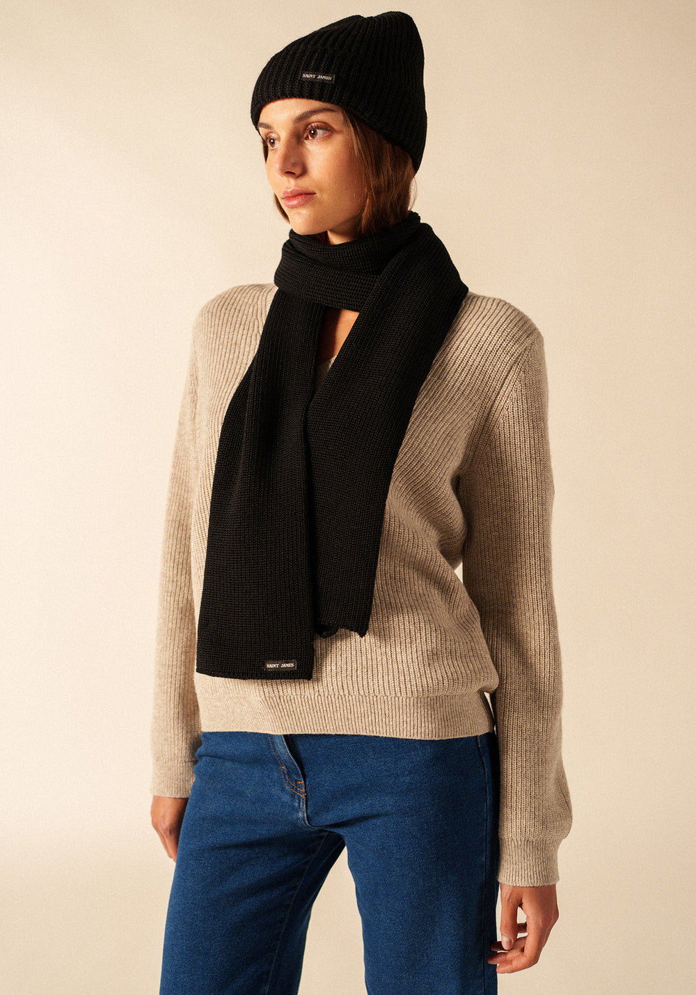 Bonnet Canot - en maille perlée (NOIR)