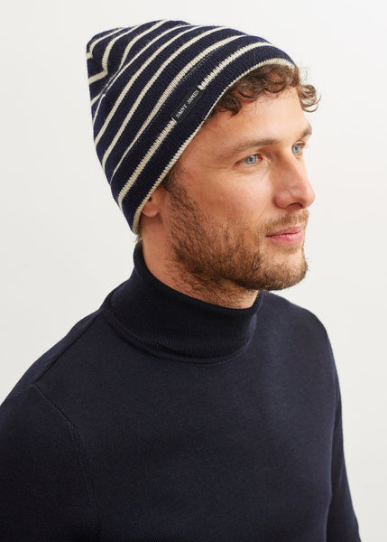 Bonnet marin homme, bonnets unis et rayés en laine et coton