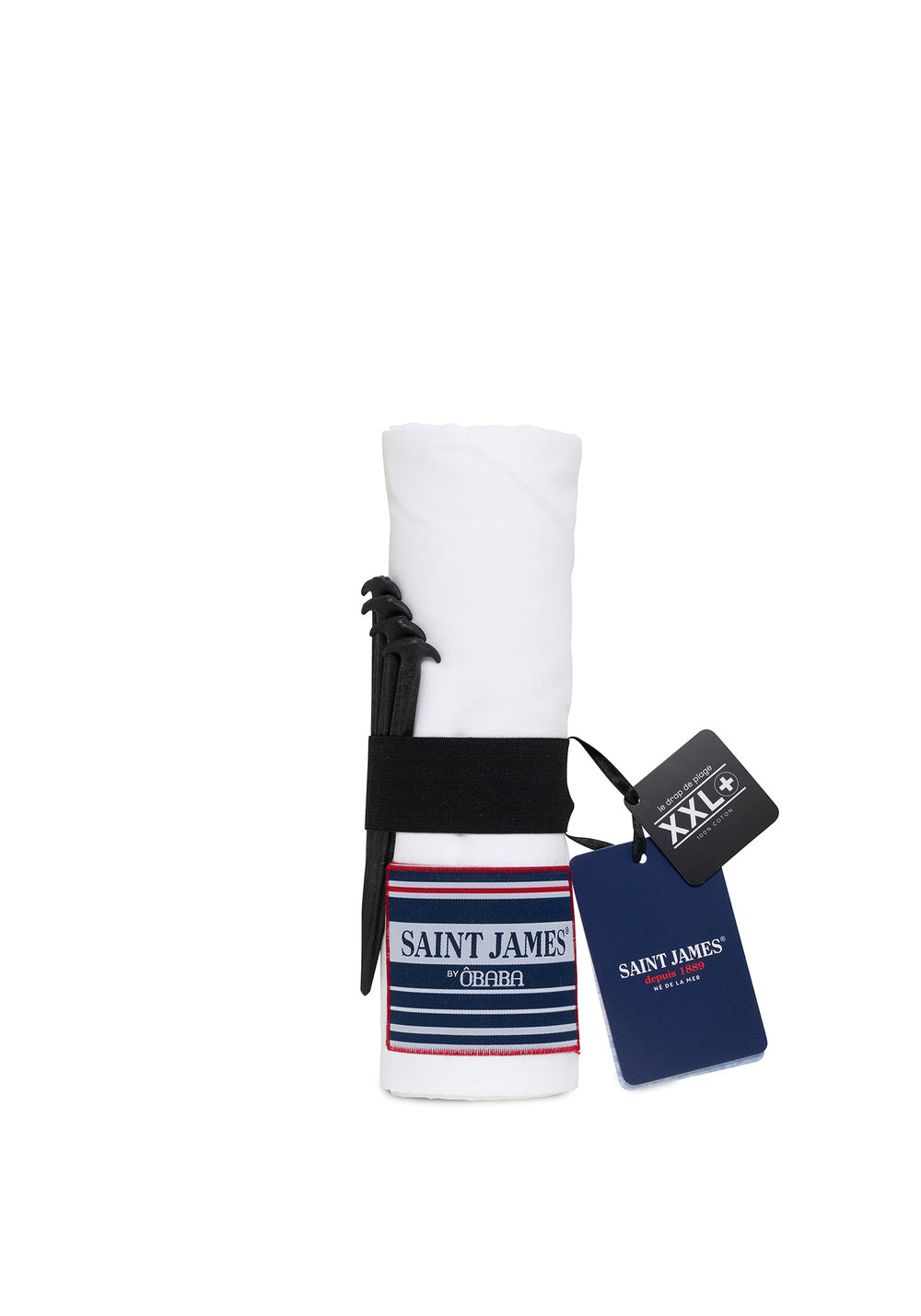 Drap de plage XXL+ en voile de coton léger - SAINT JAMES x ÔBABA (Blanc)